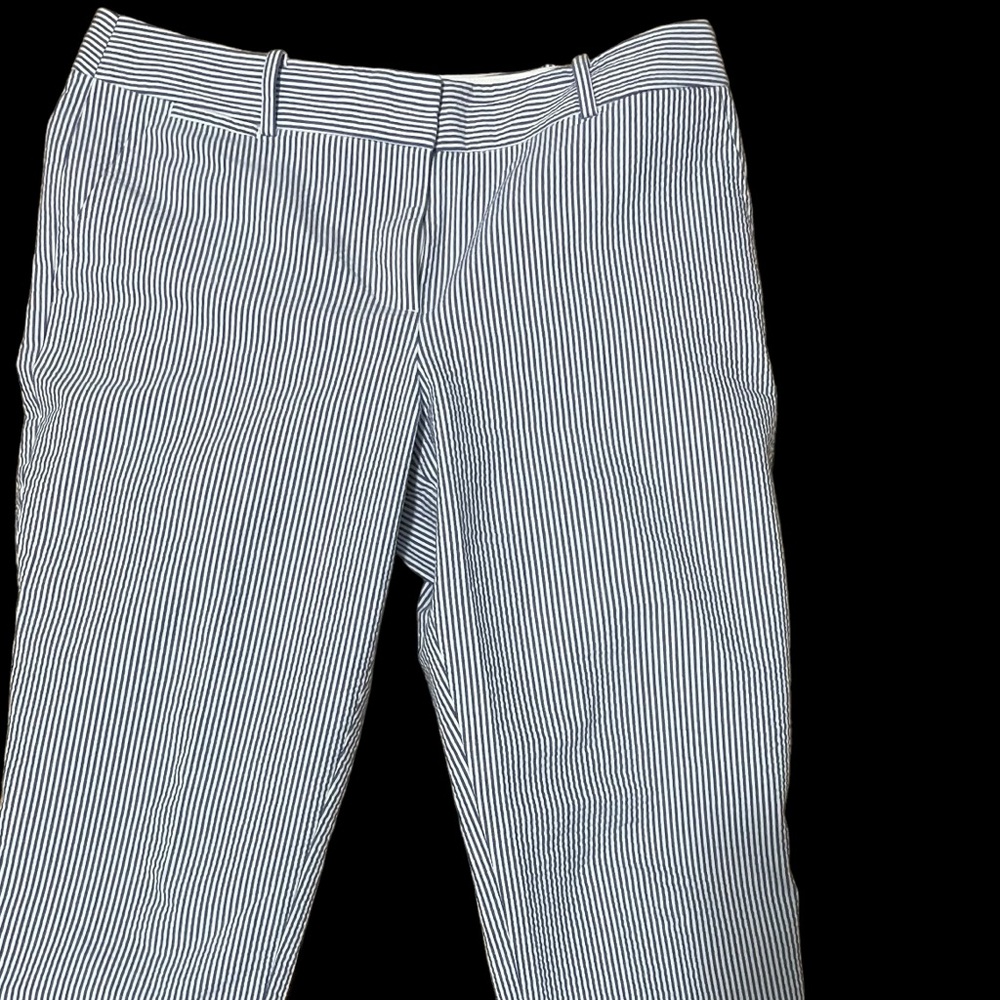 Talbots Light Blue Pinstripe Womens Pant Size 8 Petite Cotten Blend/Spandex